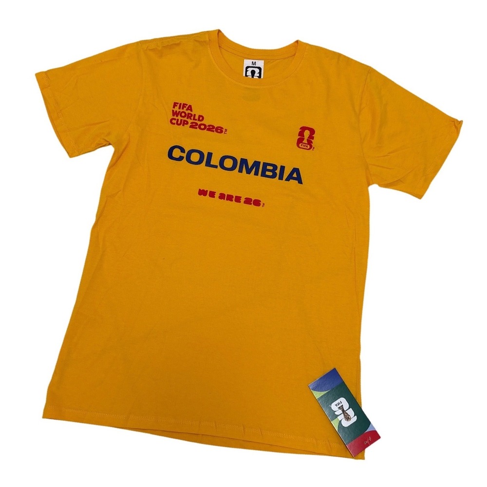FIFA World Cup 2026 Colombia Yellow Graphic T-Shirt Mens Medium New With Tags